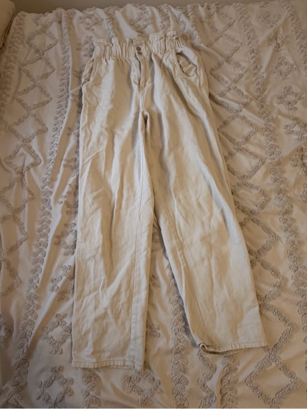 H&M Beige Casual Paperbag Waist Women’s Pants